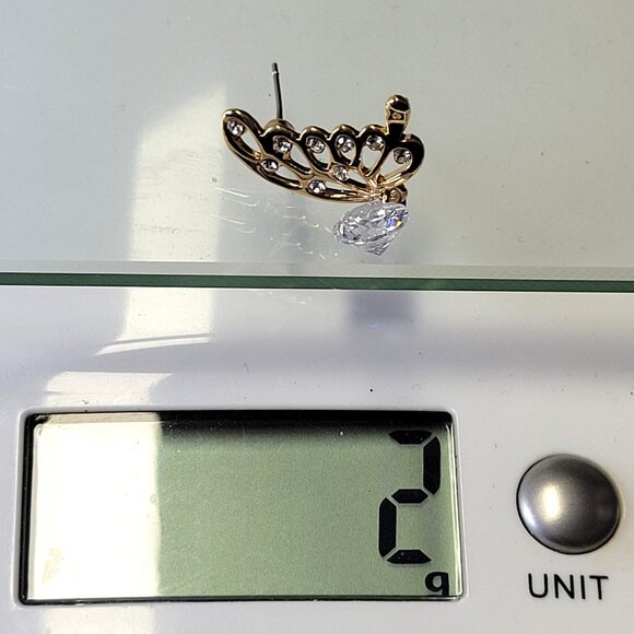 Gold Butterfly Wing Crystal Earrings Small Butterfly Filigree Wing Earrings - Picture 7 of 7